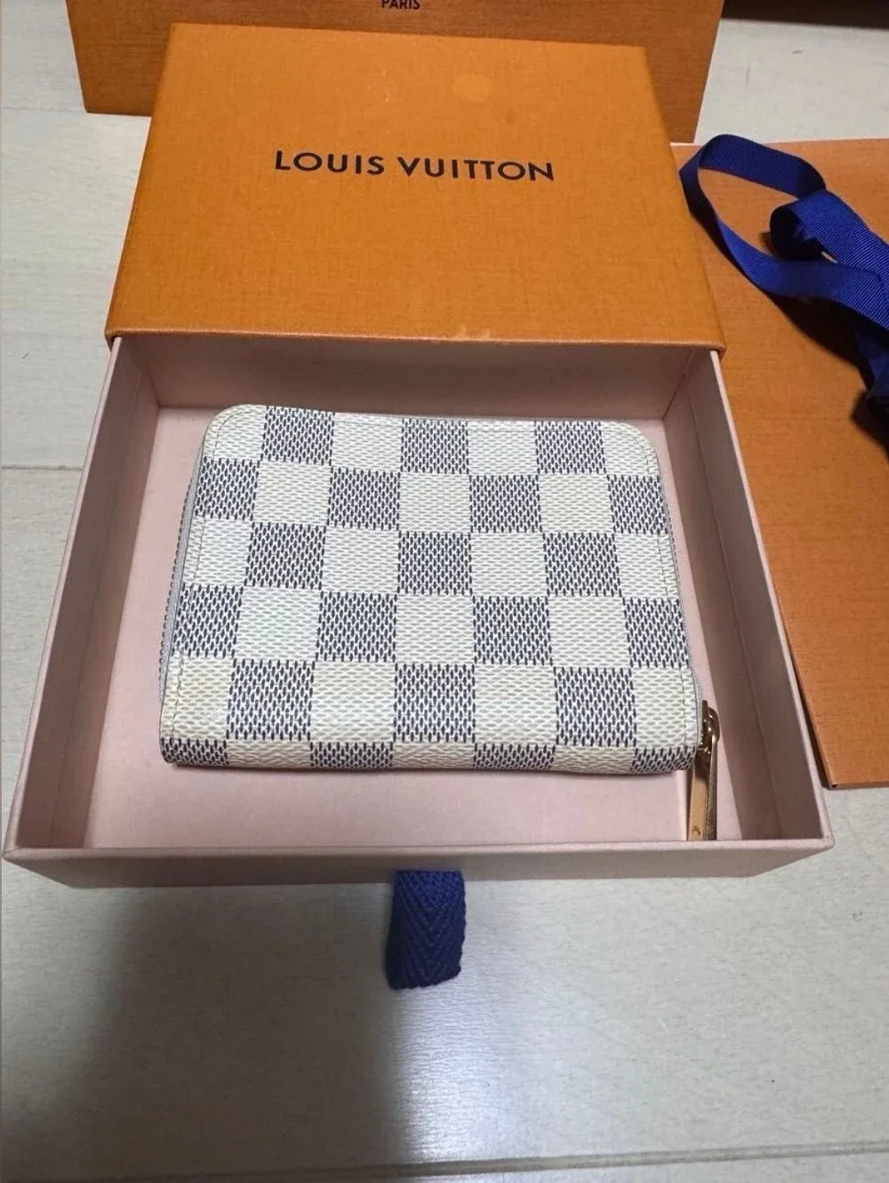 Louis Vuitton White Damier Azur Zippy Coin Purse Wallet